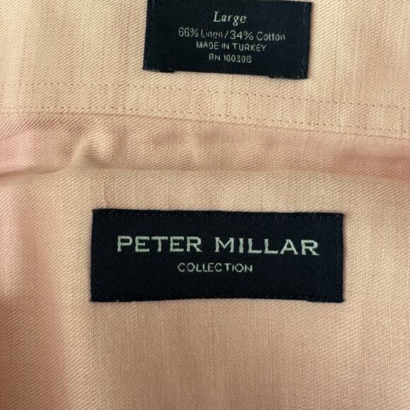 Peter Millar Collection Linen Blend Long Sleeve Pink Shirt Size L - Picture 7 of 8